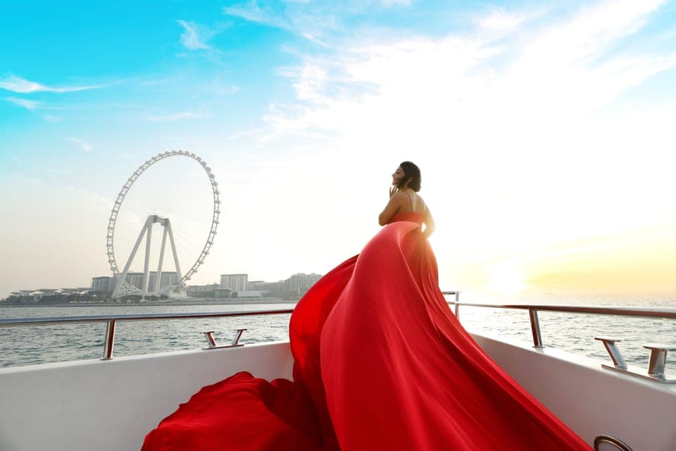 Private Dubai Marina Yacht Flying Dress Photo Shooting Gallery Image 1