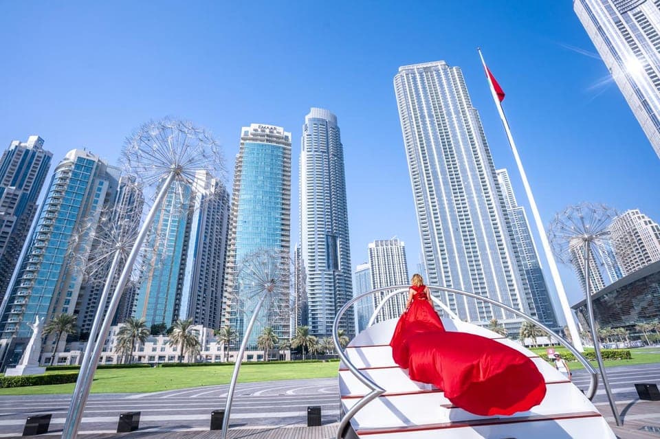 Dubai Flying Dress Photoshooting With Red Dress Gallery Image 1